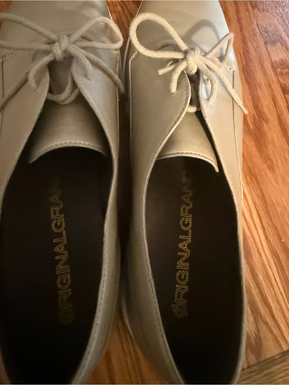 Cole Haan Taupe Leather Derby Oxfords with White Sole